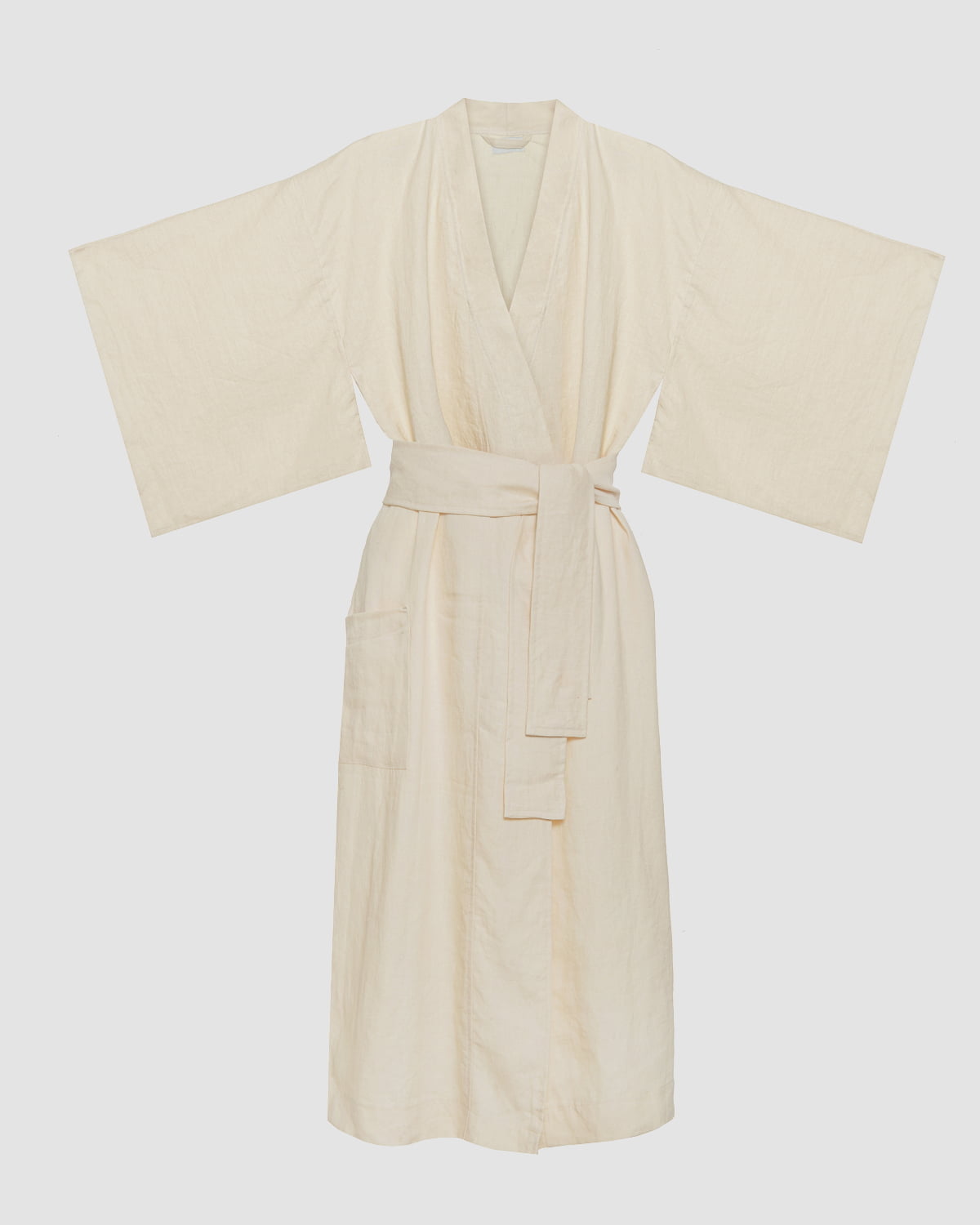 Lniane kimono w kolorze nugatowym
