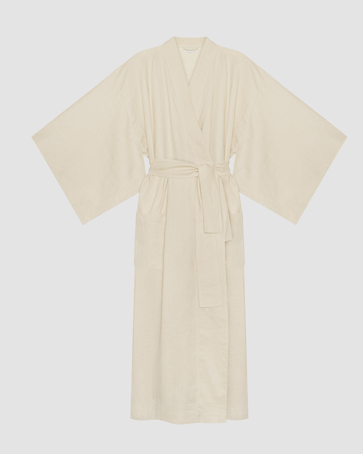 Lniane kimono w kolorze nugatowym waniliowym