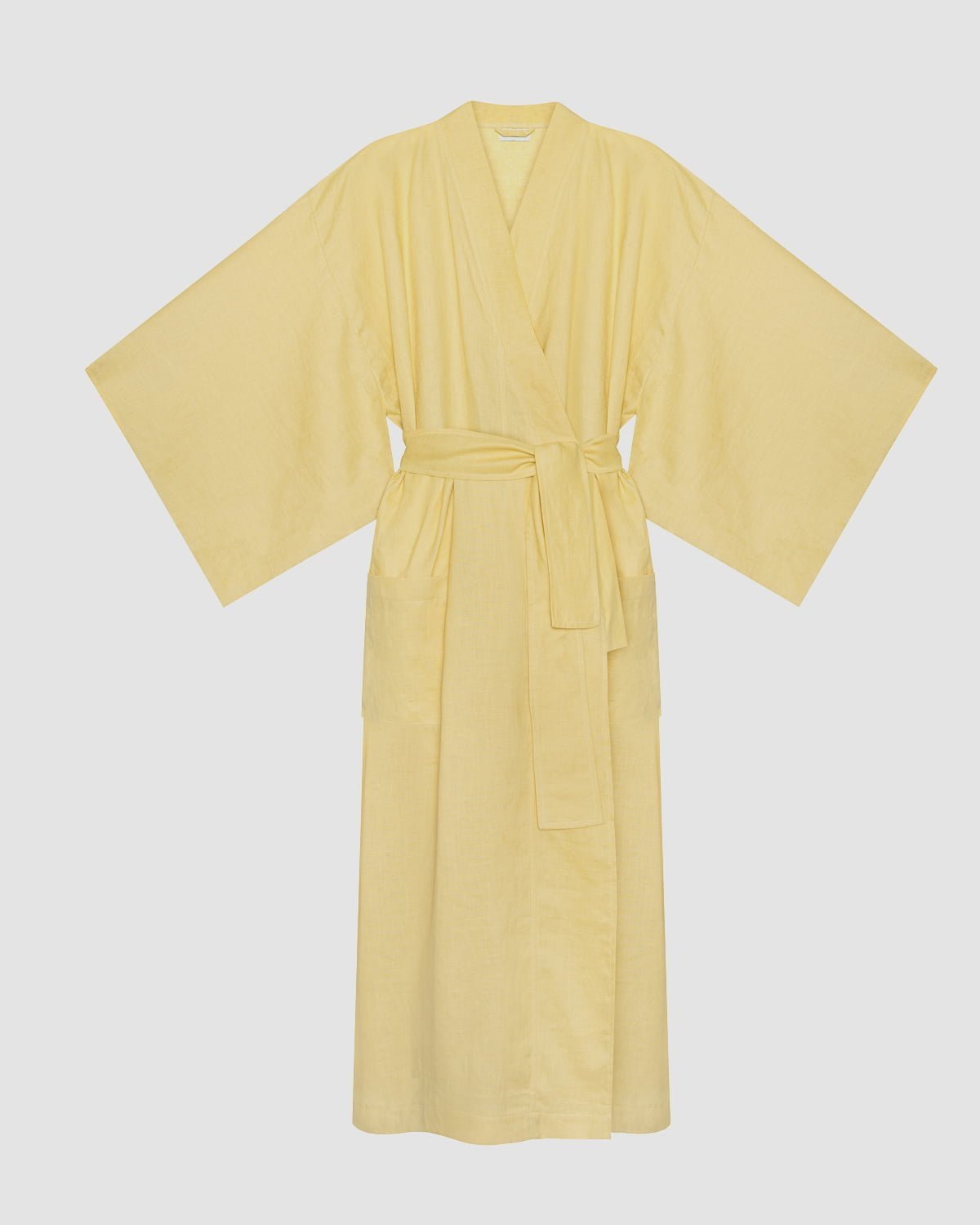 Lniane kimono w kolorze cytrynowym żółtym