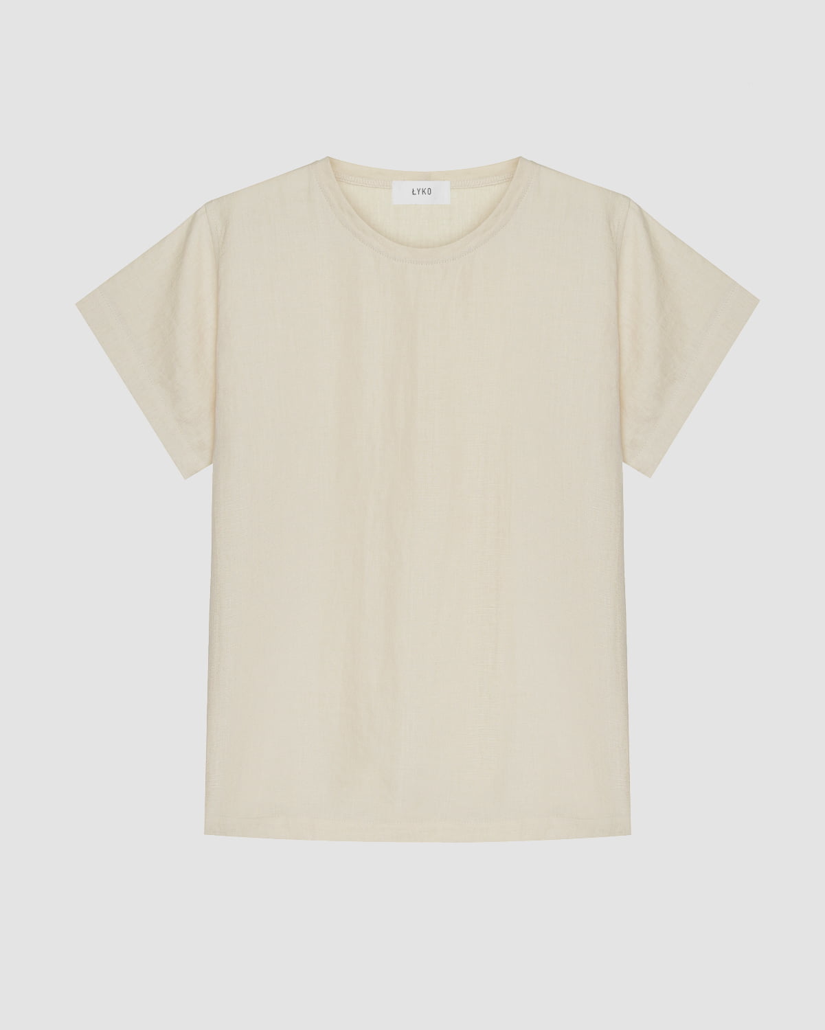 Lniany t-shirt w kolorze nugatowym