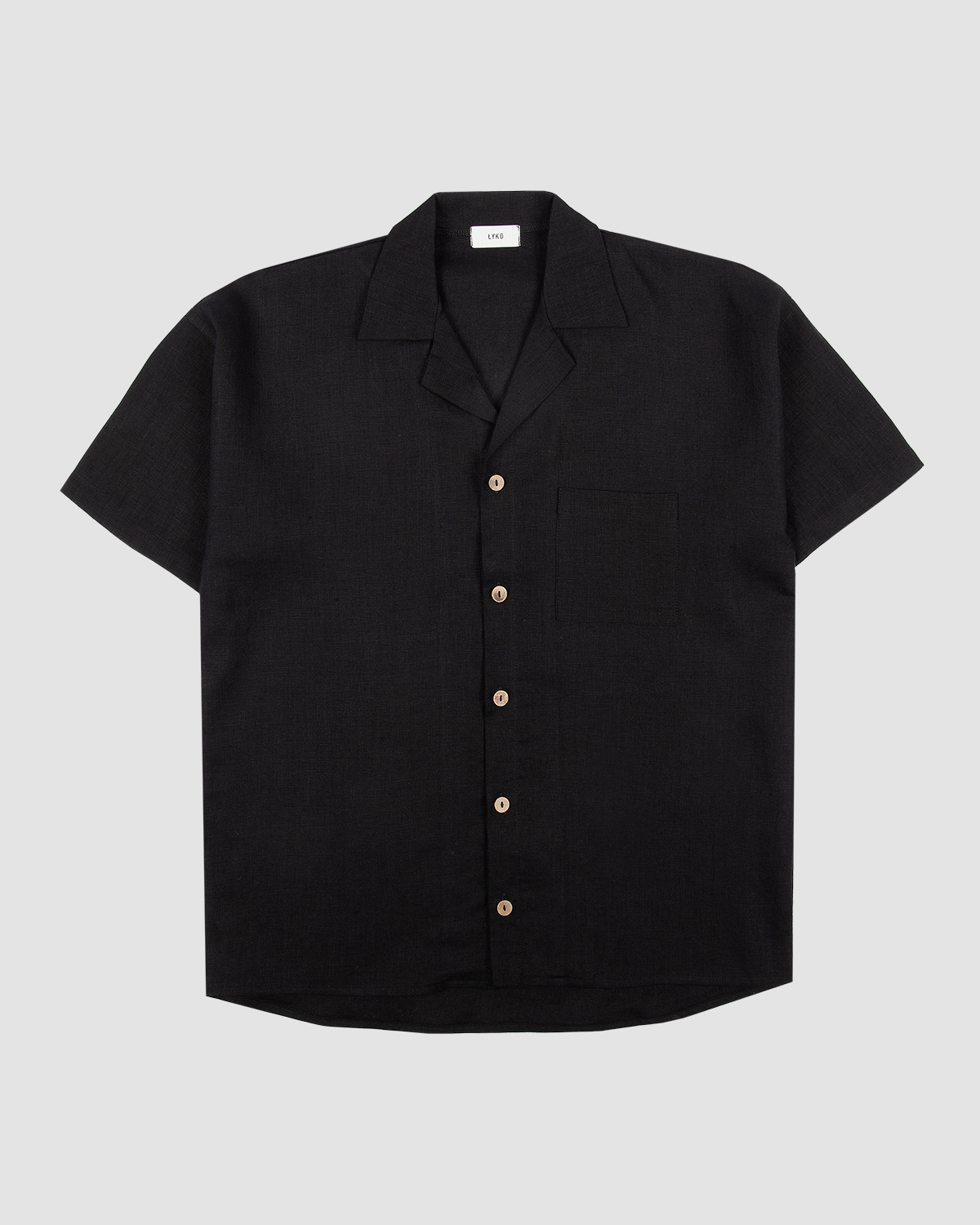 Lniana koszula z krótkim rękawem męska w kolorze czarnym